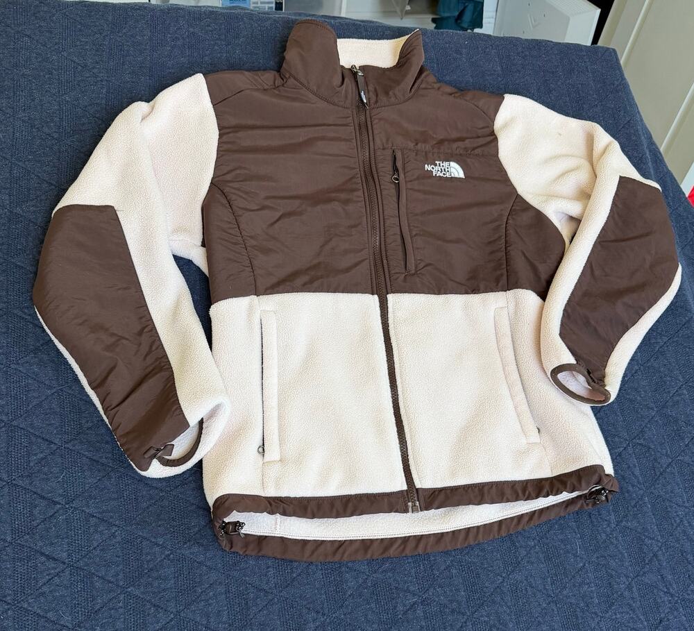 The North Face Women's M Denali Polartec Fleece Jacket Brown Cream Full Zip